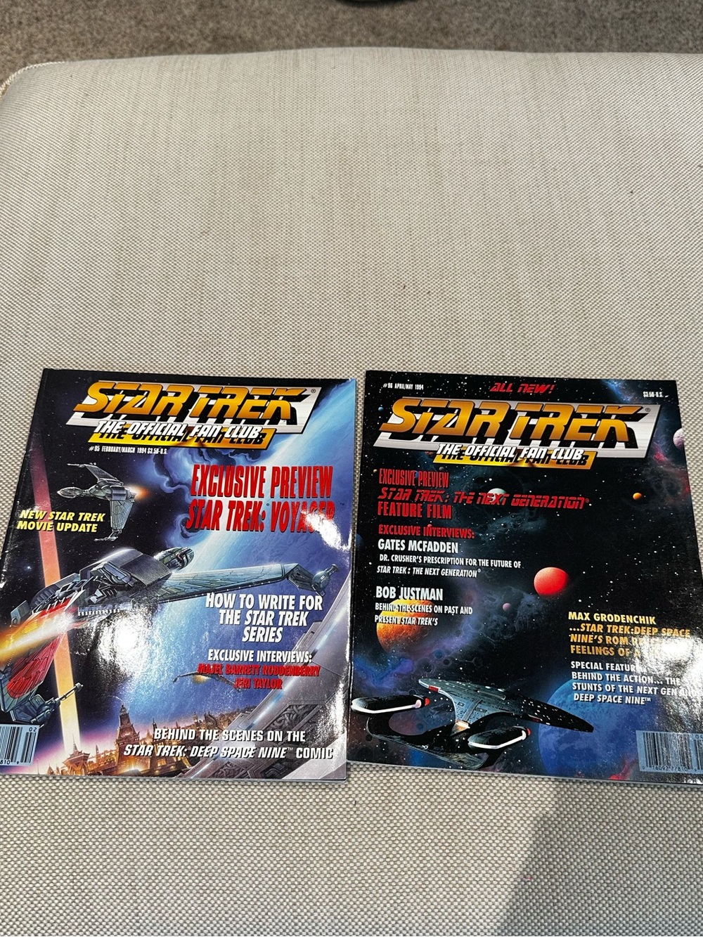 STAR TREK Official FAN CLUB Magazine Feb/March & April/May LIKE NEW!